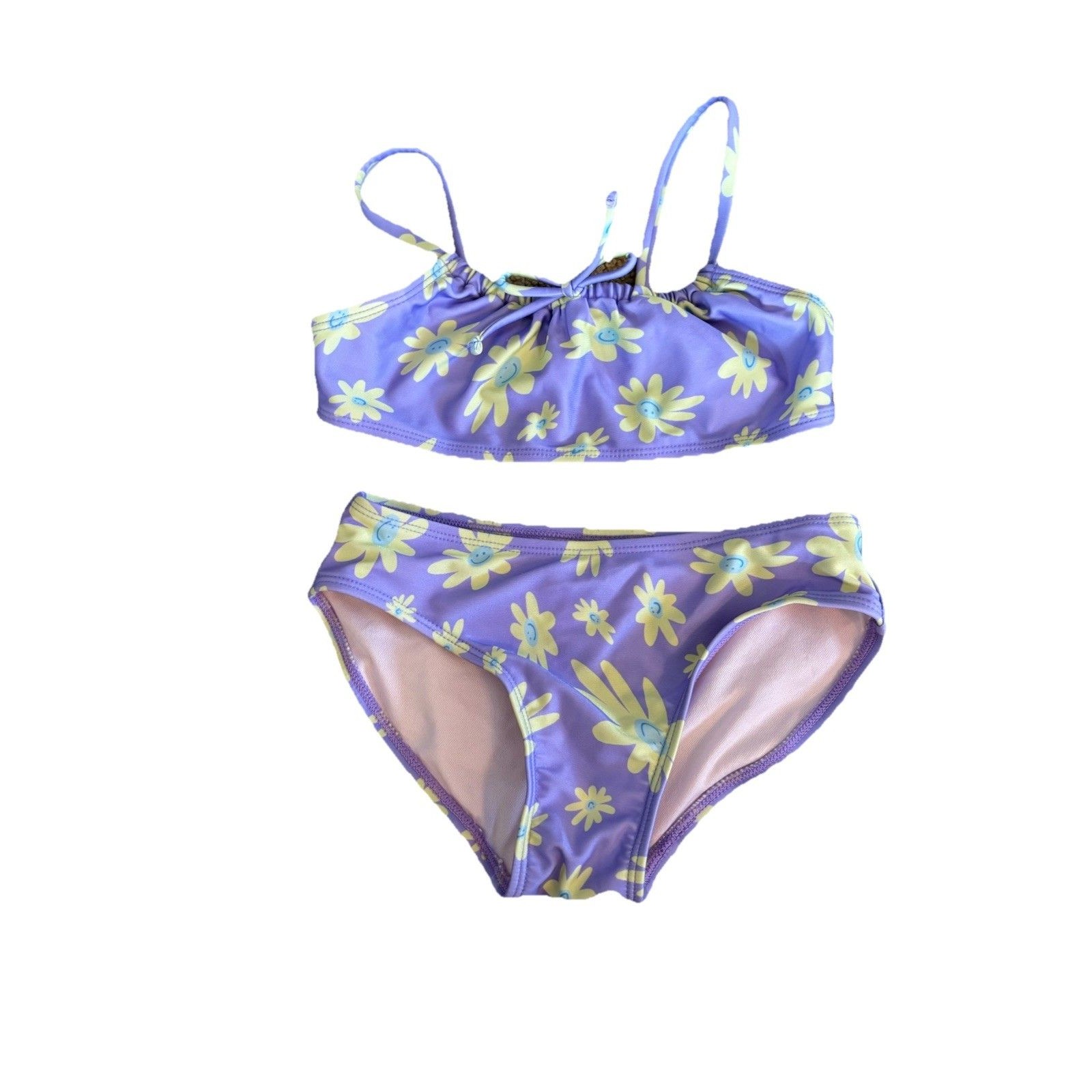 Cat & Jack Girls Size 6/7 Purple Floral 2 Piece Bikini Swimsuit Set Small